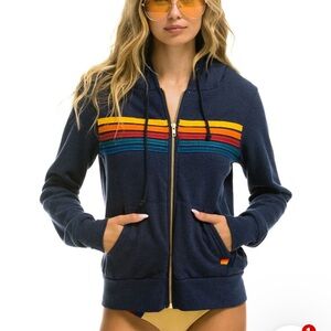 Aviator Nation Charcoal Five Stripe Hoodie